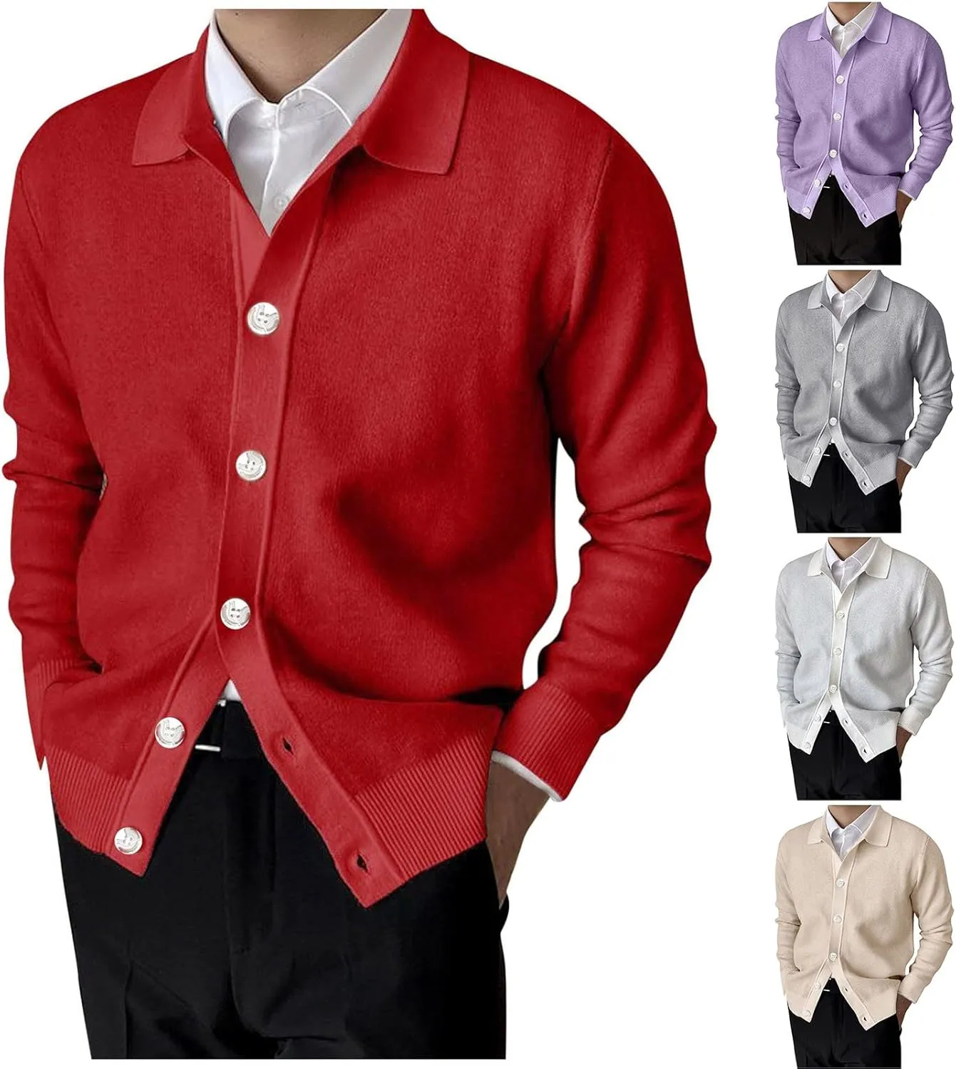 GOKKILRW Mens Shawl Collar Cardigan Sweater Casual Lightweight Soft Warm Button Down Knitted Sweaters Pullover Tops