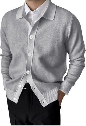 GOKKILRW Mens Shawl Collar Cardigan Sweater Casual Lightweight Soft Warm Button Down Knitted Sweaters Pullover Tops