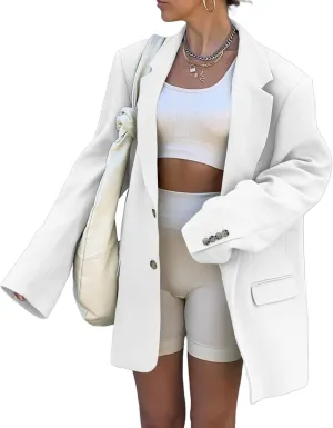 Grlasen Women Casual Elegant Long Sleeve Oversized Lapel Blazers Open Front Solid Work Office Jacket Blazer