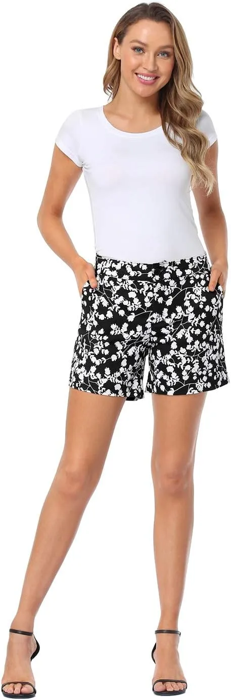 HDE Chino Shorts for Women 5" Inseam High Waisted Casual Stretch Summer Shorts