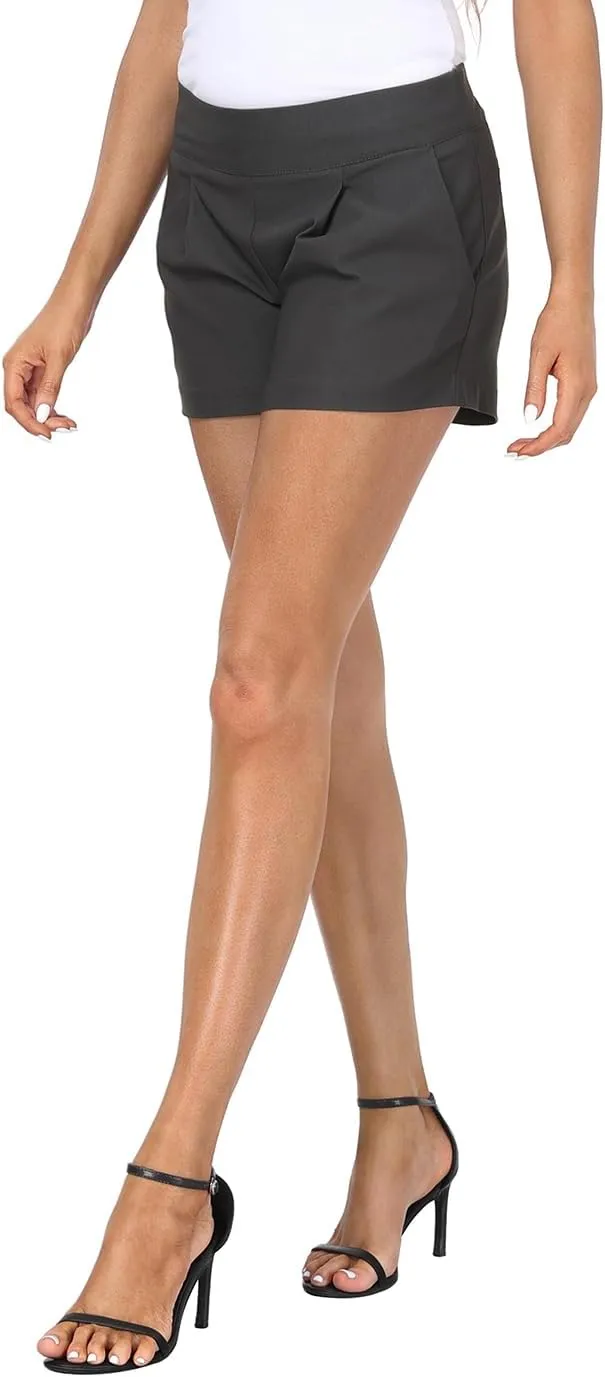 HDE Women's Dress Shorts 3" Inseam Elastic High Waisted Dressy Summer Shorts