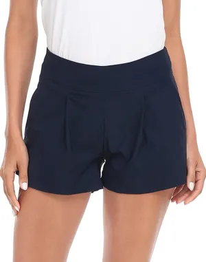 HDE Women's Dress Shorts 3" Inseam Elastic High Waisted Dressy Summer Shorts