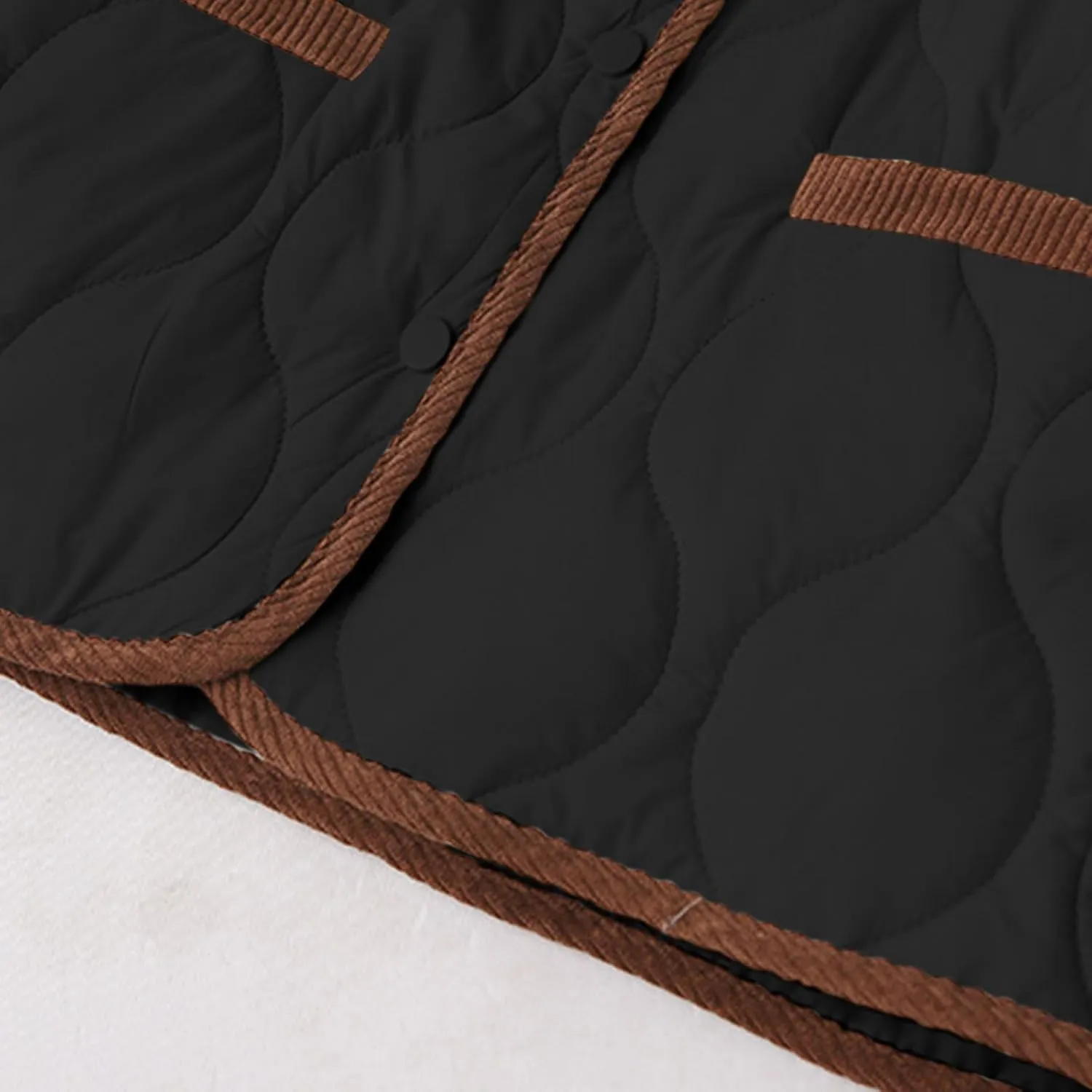 HGps8w Women's Color Block Quilted Puffer Jacket, Casual Button Up Down Coat Insulated Outerwear with Pockets