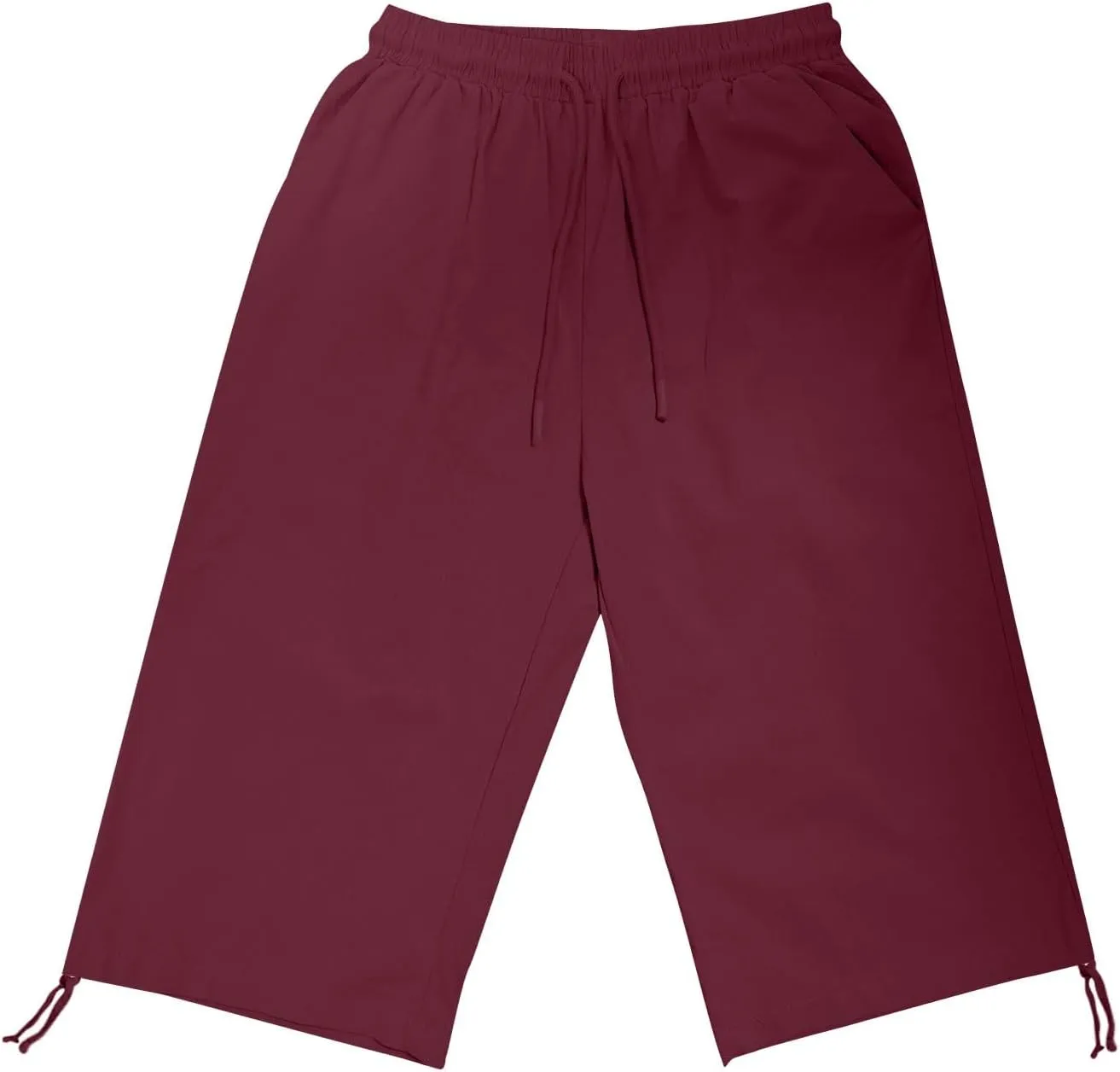 hlysgo Bermuda Shorts for Women High Waisted Drawstring Cotton Linen Casual Shorts Summer Knee Length Shorts with Pockets
