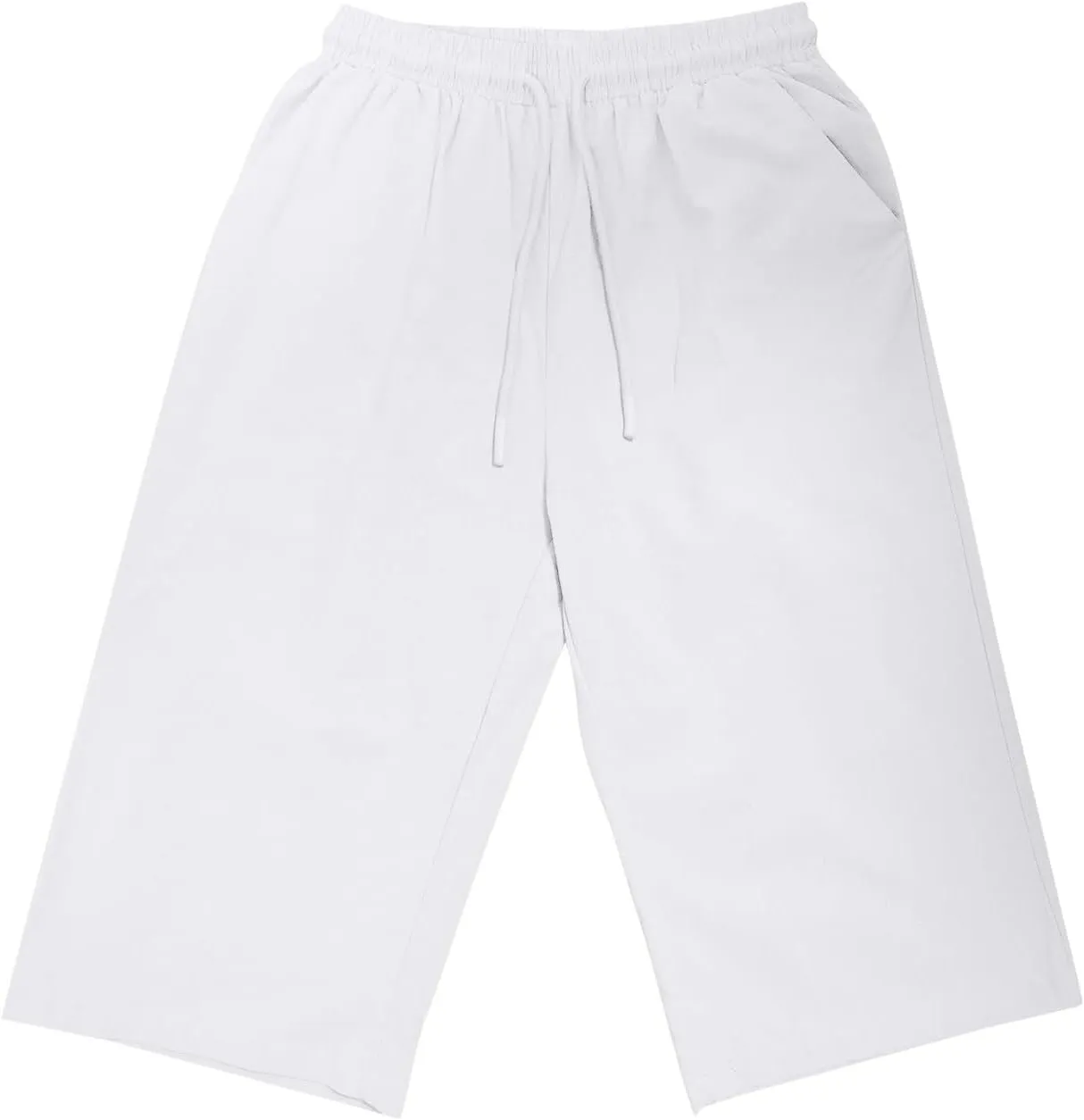 hlysgo Linen Shorts for Women Knee Length Bermuda Shorts 2025 Summer High Waist Drawstring Casual Beach Shorts with Pockets