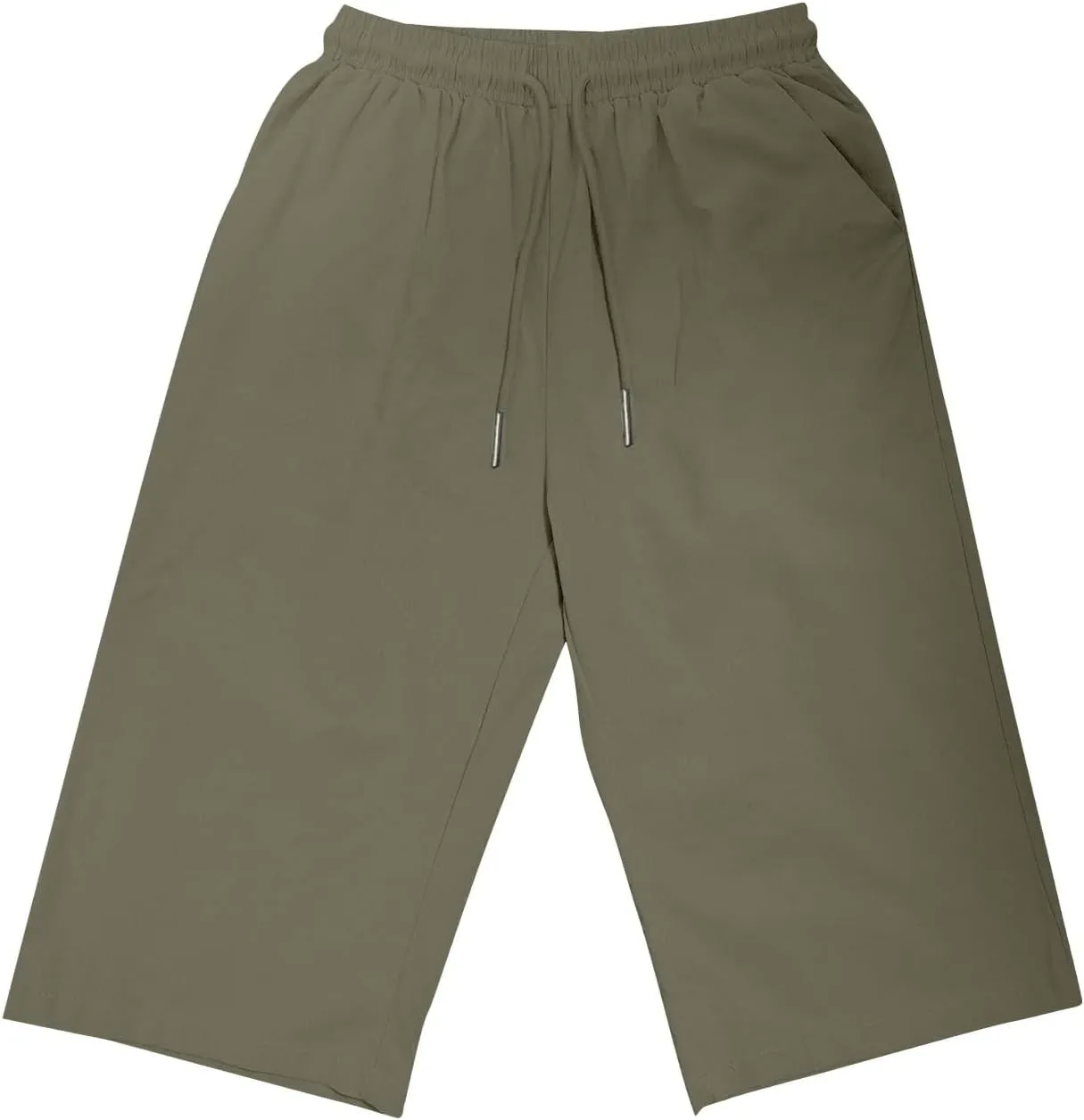 hlysgo Linen Shorts for Women Knee Length Bermuda Shorts 2025 Summer High Waist Drawstring Casual Beach Shorts with Pockets