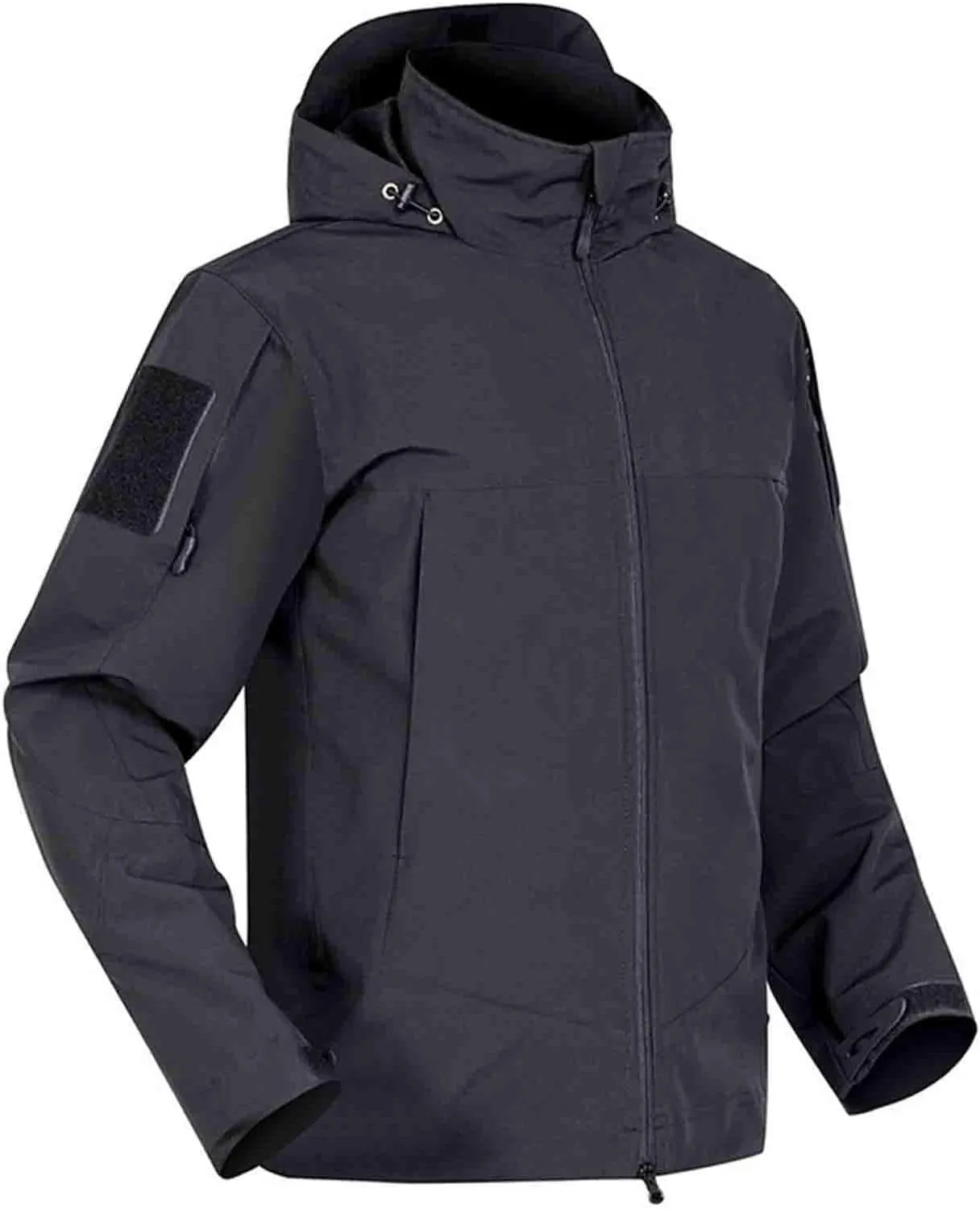 Hooded Rain Jacket Men Mountaineering Waterproof Windbreaker Solid Long Sleeve Outerwear Warm Lightweight Raincoat