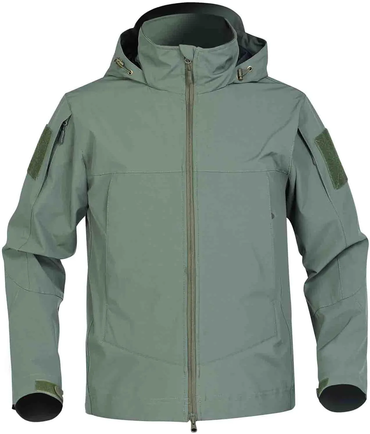 Hooded Rain Jacket Men Mountaineering Waterproof Windbreaker Solid Long Sleeve Outerwear Warm Lightweight Raincoat