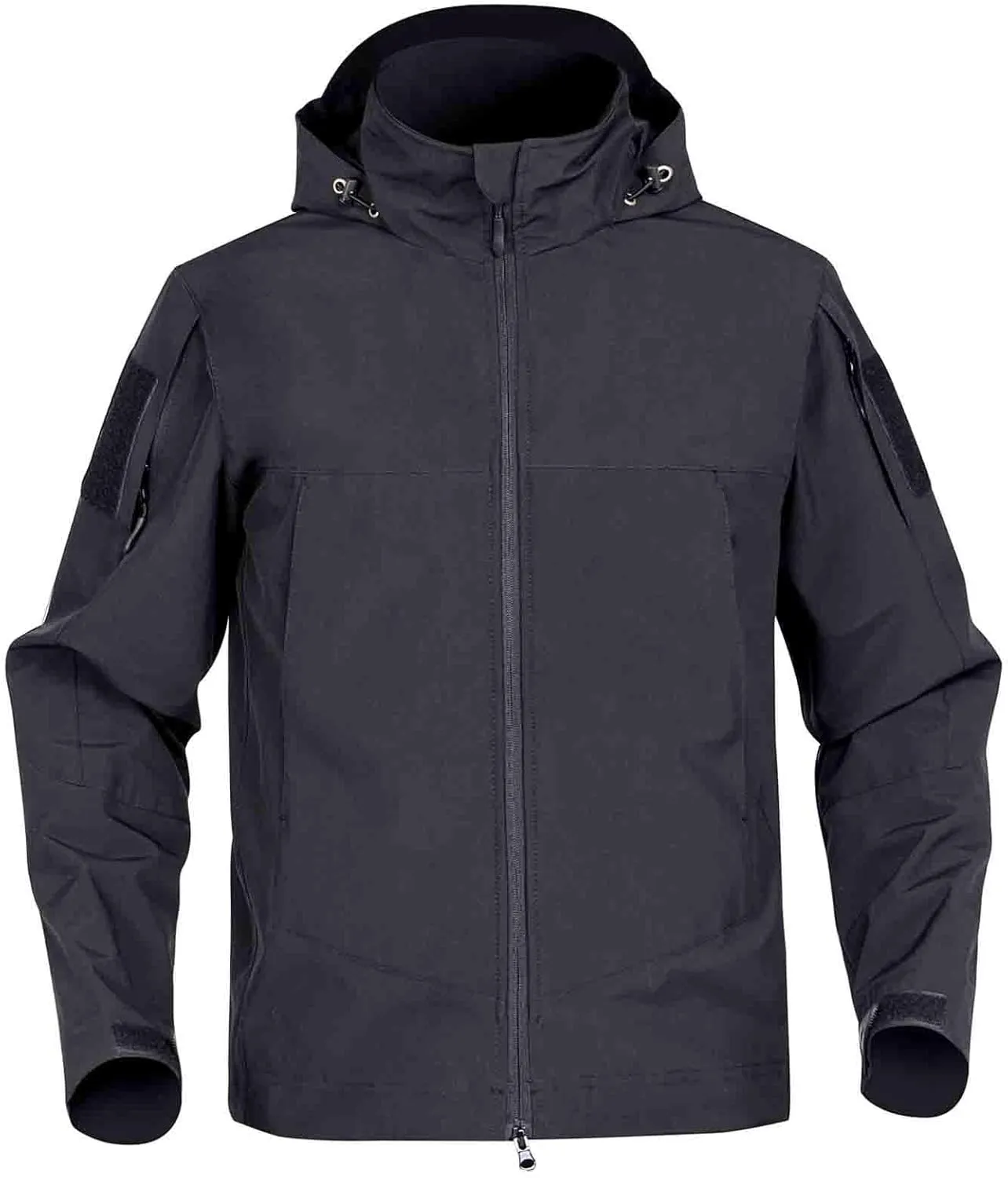 Hooded Rain Jacket Men Mountaineering Waterproof Windbreaker Solid Long Sleeve Outerwear Warm Lightweight Raincoat