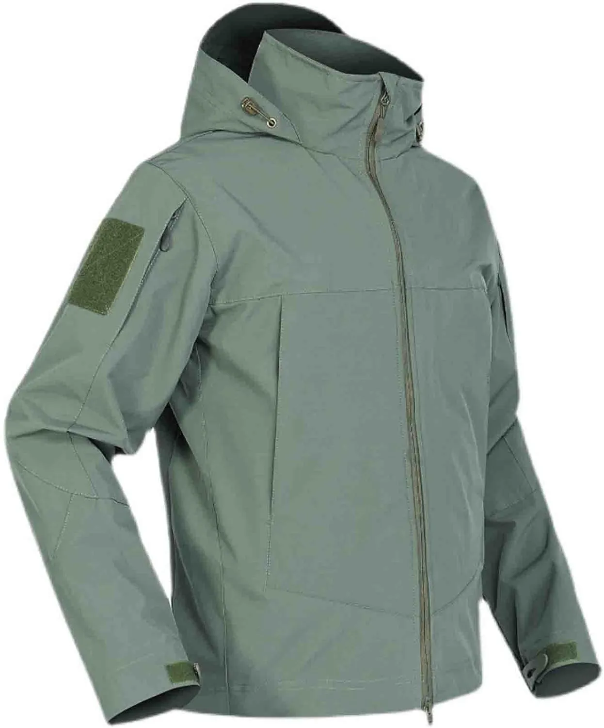 Hooded Rain Jacket Men Mountaineering Waterproof Windbreaker Solid Long Sleeve Outerwear Warm Lightweight Raincoat