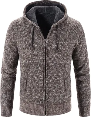 Hoodie Sweater Cardigan for Men Full Zip Long Sleeve Knit Jacket Warm Cardigan Knitwear Cable Knit Hoodies Jacket Knitwear