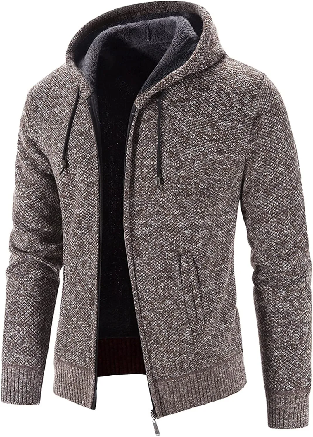 Hoodie Sweater Cardigan for Men Full Zip Long Sleeve Knit Jacket Warm Cardigan Knitwear Cable Knit Hoodies Jacket Knitwear
