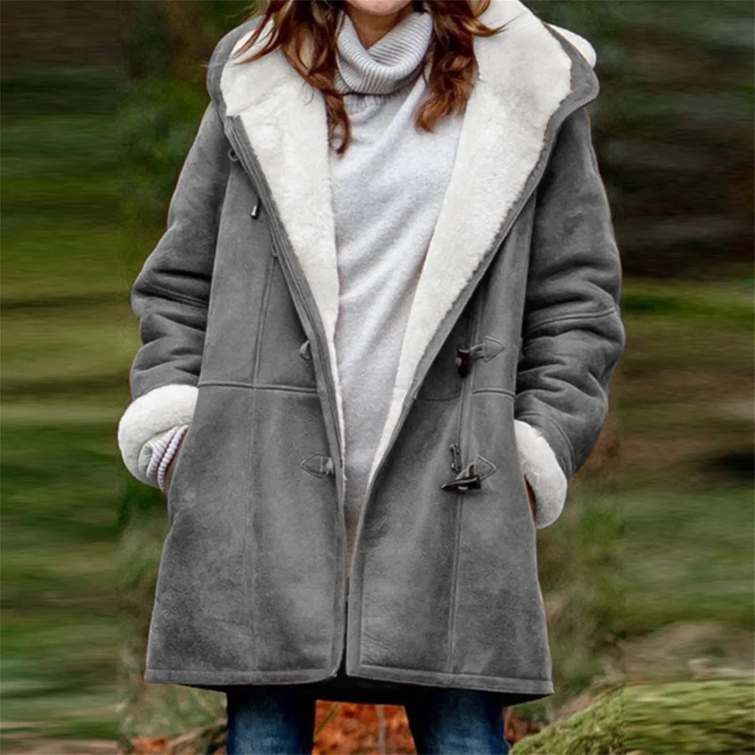 JEGULV Winter Coats for Women Plus Size Warm Sherpa Thicken Lined Jackets Casual Button Up Solid Color Outerwear with Pockets