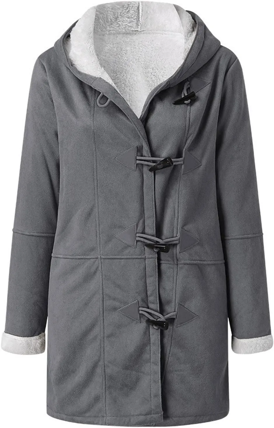 JEGULV Winter Coats for Women Plus Size Warm Sherpa Thicken Lined Jackets Casual Button Up Solid Color Outerwear with Pockets