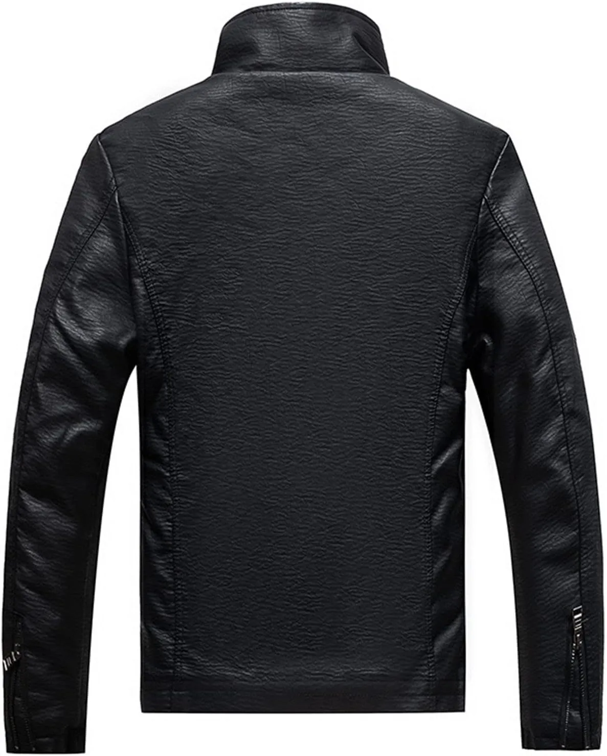 JEsilunmaMY Men's Stand Collar Motorcycle Leather Jacket Fall Winter Fleece Lined Sherpa Coats Slim Fit Bomber Biker Coat
