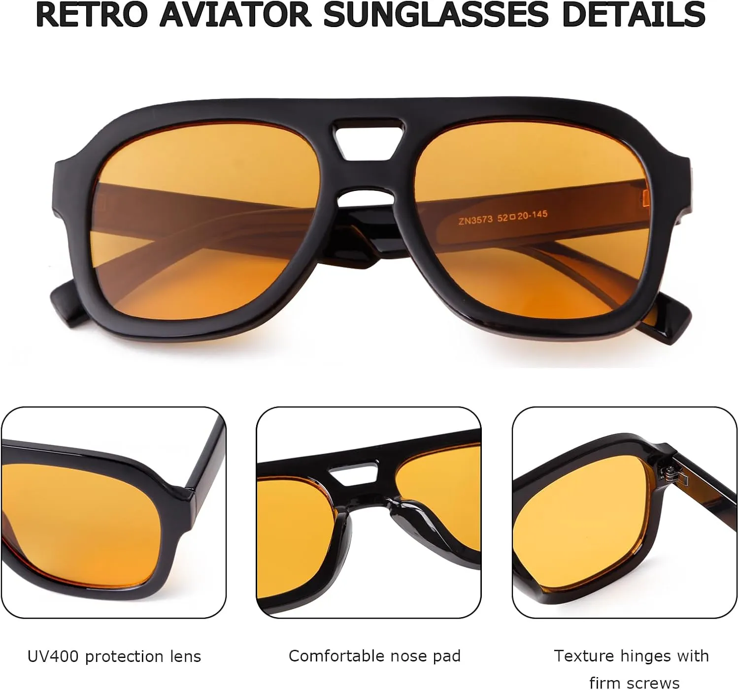 JUDOO Retro 70s Square Flat Aviator Sunglasses for Women Men Trendy Rectangle Double Bridge Geometric Sun Glasses Shades