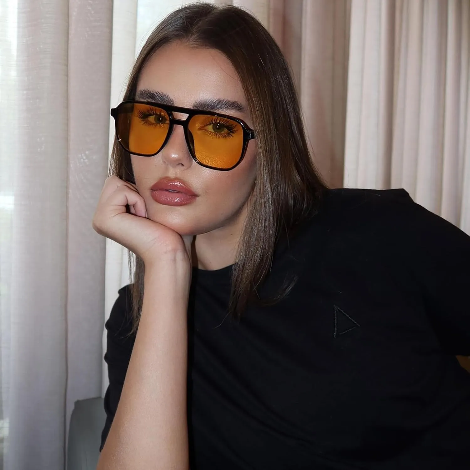 JUDOO Retro 70s Square Flat Aviator Sunglasses for Women Men Trendy Rectangle Double Bridge Geometric Sun Glasses Shades