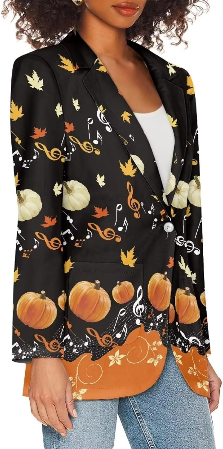 Ladies Casual Polyester Blazer Suit Jackets Long Sleeve One Button Unlined Sport Coat with Pocket 2XS-3XL
