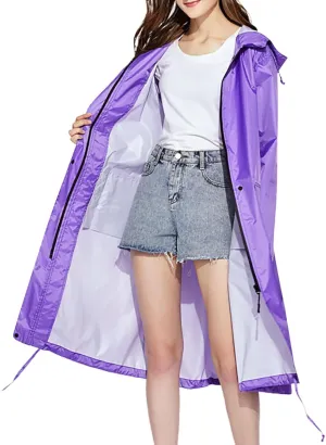 Ladies Waterproof Rain coat, Women Raincoat Windbreaker Packable Rain Jackets Hood Trench Coats 2023 Fall Winter