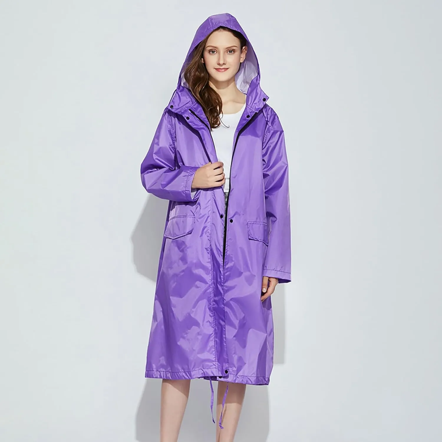 Ladies Waterproof Rain coat, Women Raincoat Windbreaker Packable Rain Jackets Hood Trench Coats 2023 Fall Winter