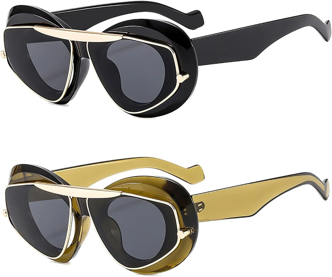 laureles 2Pack Mix Cat Eye Sunglasses Women Men Vintage Oversized Leopard Gradient Sun Glasses Female Shades