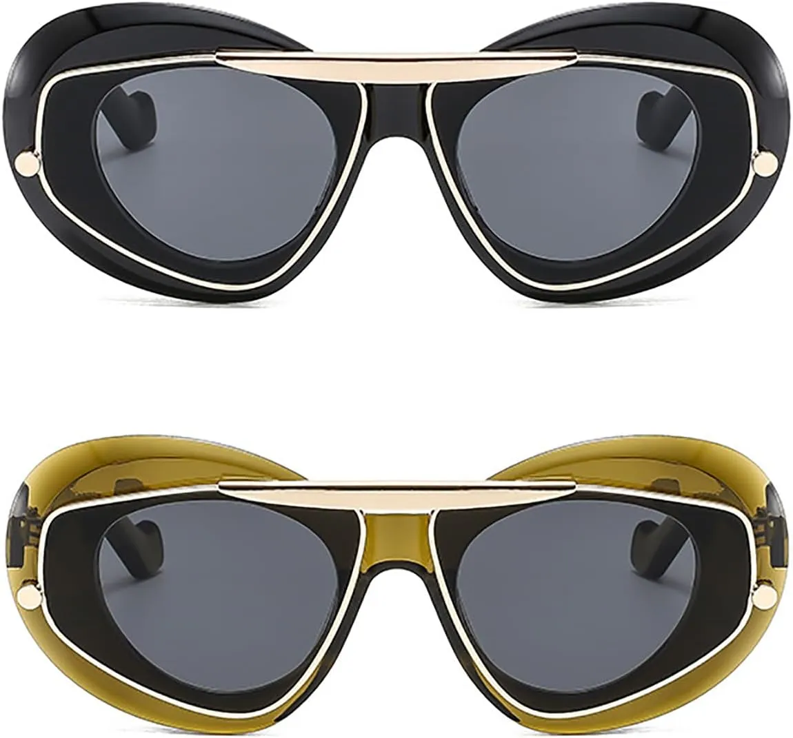 laureles 2Pack Mix Cat Eye Sunglasses Women Men Vintage Oversized Leopard Gradient Sun Glasses Female Shades
