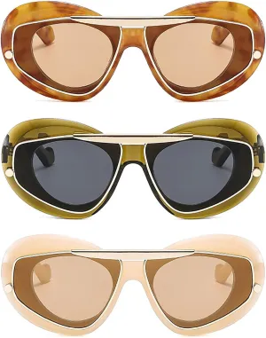 laureles 3Pack Mix Oversized Cat Eye Women Sunglasses Vintage Leopard Gradient Shades UV400 Men Sun Glasses