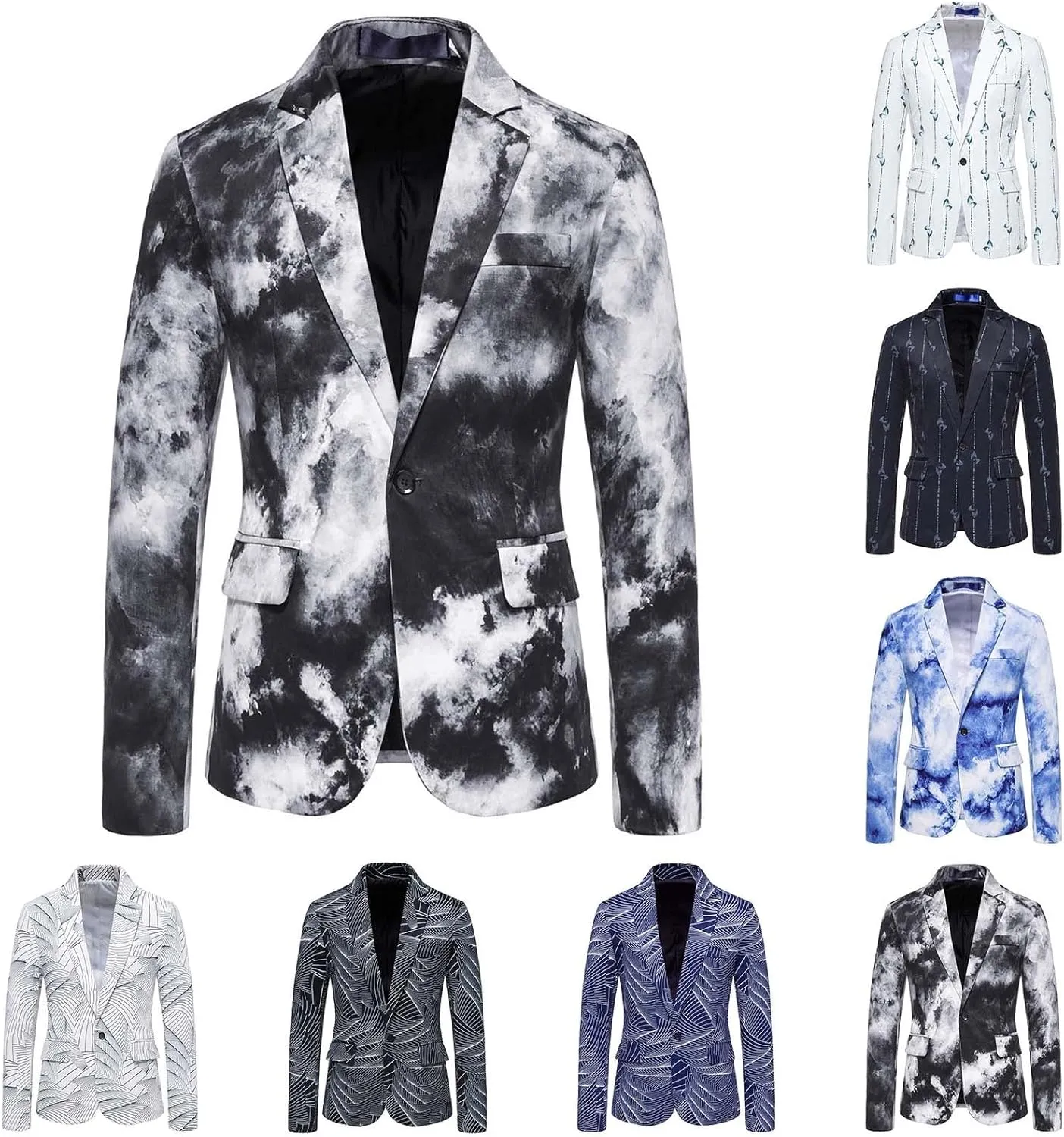 LCMTWX Blazers for Men Mens Open Slim Fit One Button Contrast Color Suit Jacket Mens Pants and Jacket Camouflage Suit