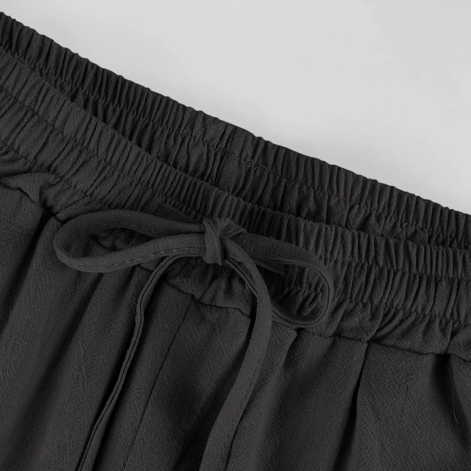 Linen Bermuda Shorts for Women Knee Length Drawstring Shorts High Waisted Long Shorts Casual Beach Shorts w/Pockets