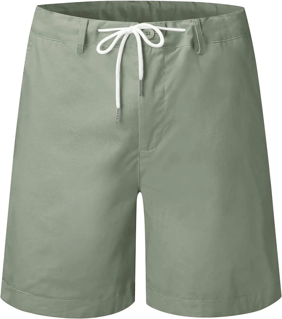 Linen Shorts for Men, Men's Casual Cotton Linen Shorts Elastic Waist Drawstring Summer Beach Golf Shorts with Pockets