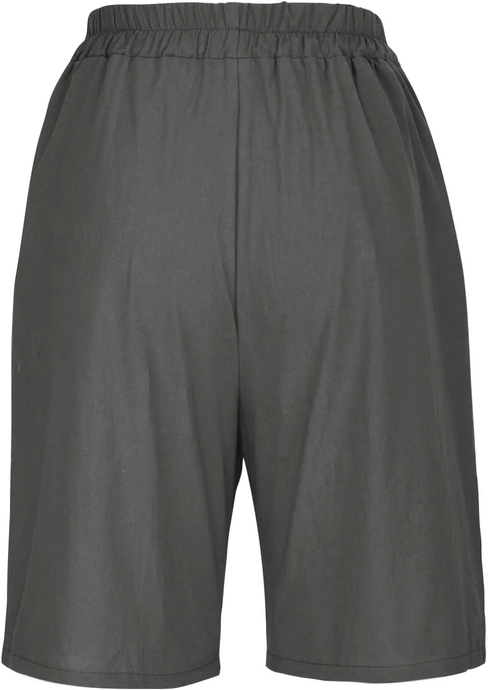 Linen Shorts for Women Wide Leg Knee Length Summer Casual Long Shorts High Waisted Bermuda Shorts with Pocket