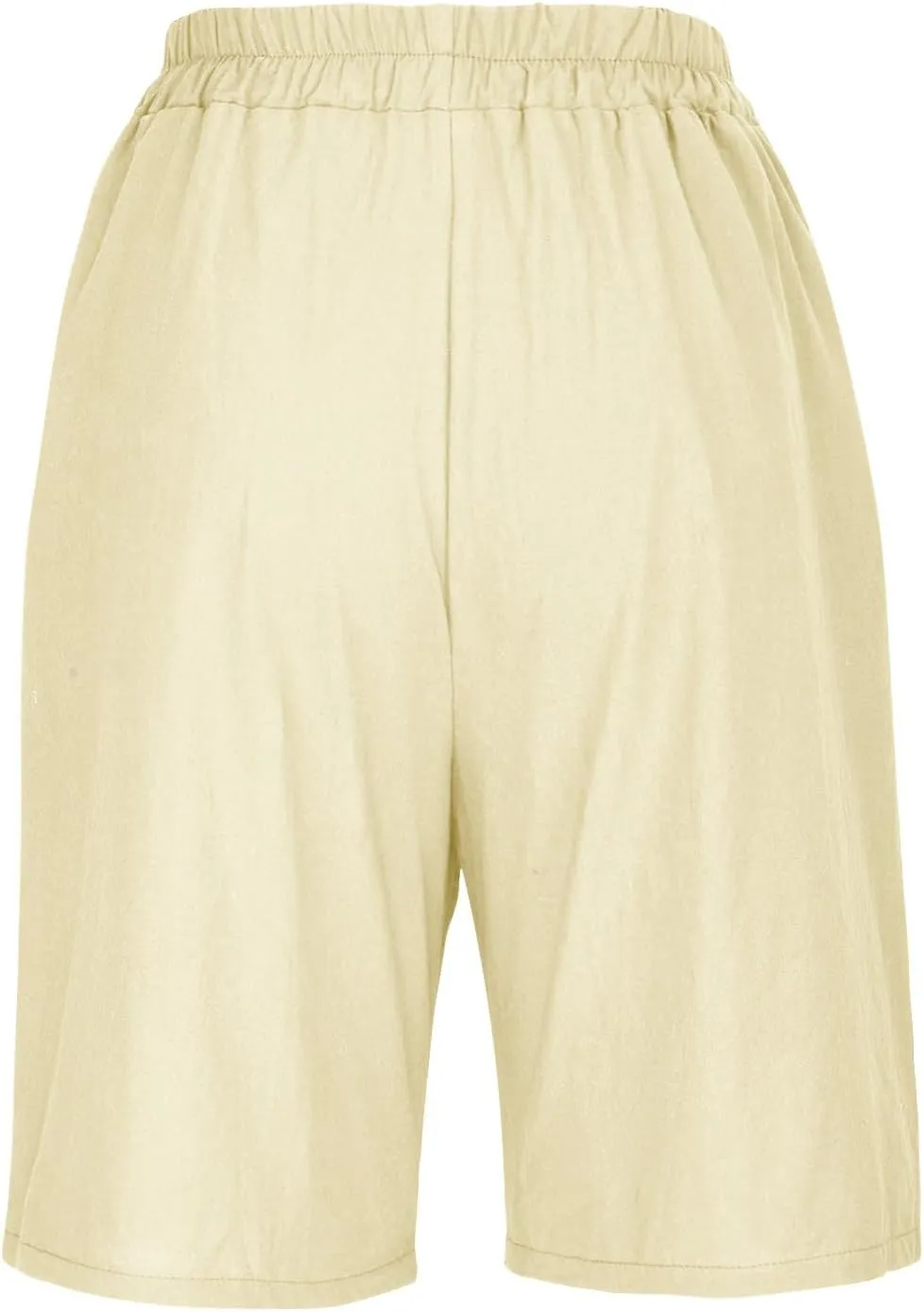 Linen Shorts for Women Wide Leg Knee Length Summer Casual Long Shorts High Waisted Bermuda Shorts with Pocket