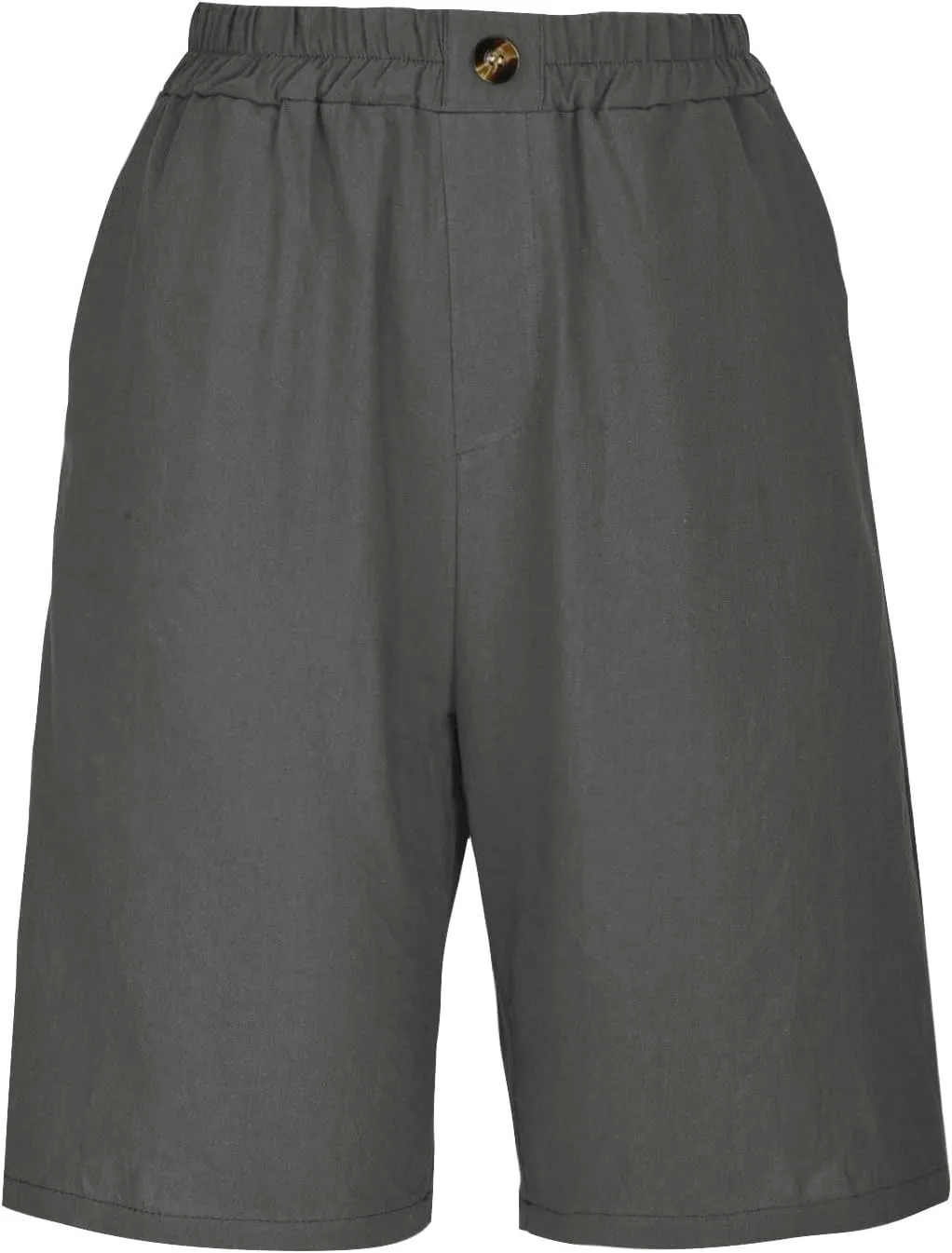 Linen Shorts for Women Wide Leg Knee Length Summer Casual Long Shorts High Waisted Bermuda Shorts with Pocket