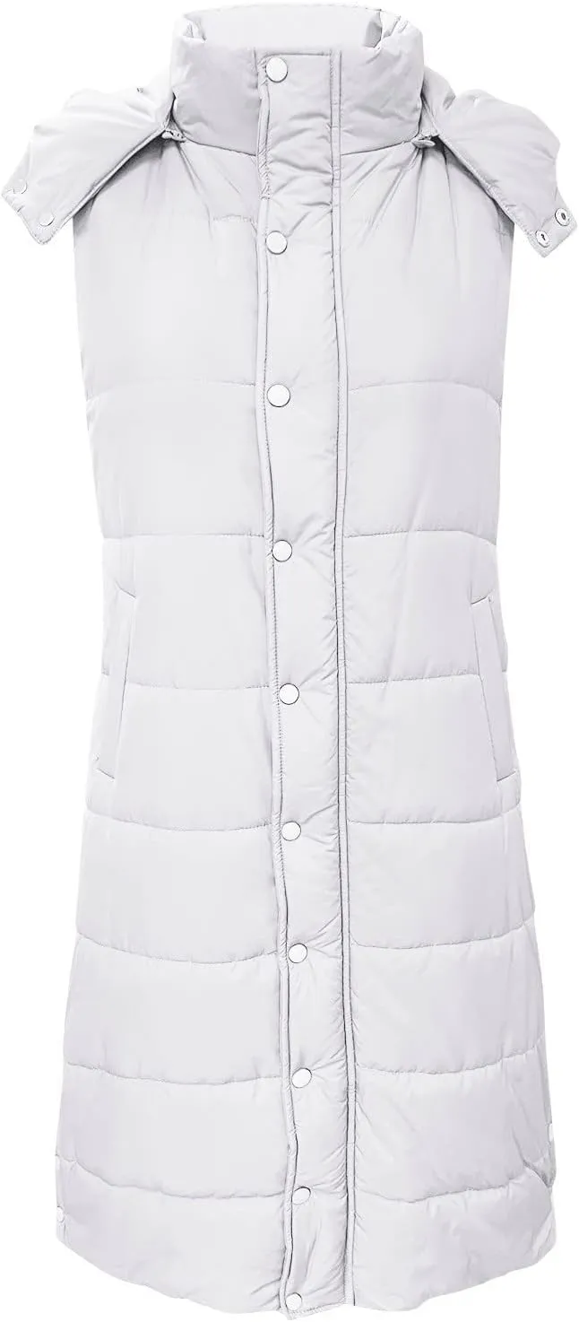 Long Puffer Vest for Women,2023 Winter Warm Puffy Zipper Sleeveless Oversized Fleece Plus Size Down Jacket Coat