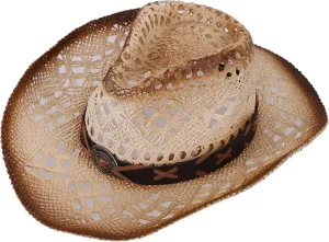 Lullaby Mens Womens Sun Hat Wide Brim Western Structured Straw Cowboy Hat