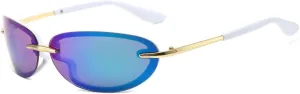 Luxury Oval Sunglasses Women for Men Pink Vintage Fashion Cutting Lens Punk
