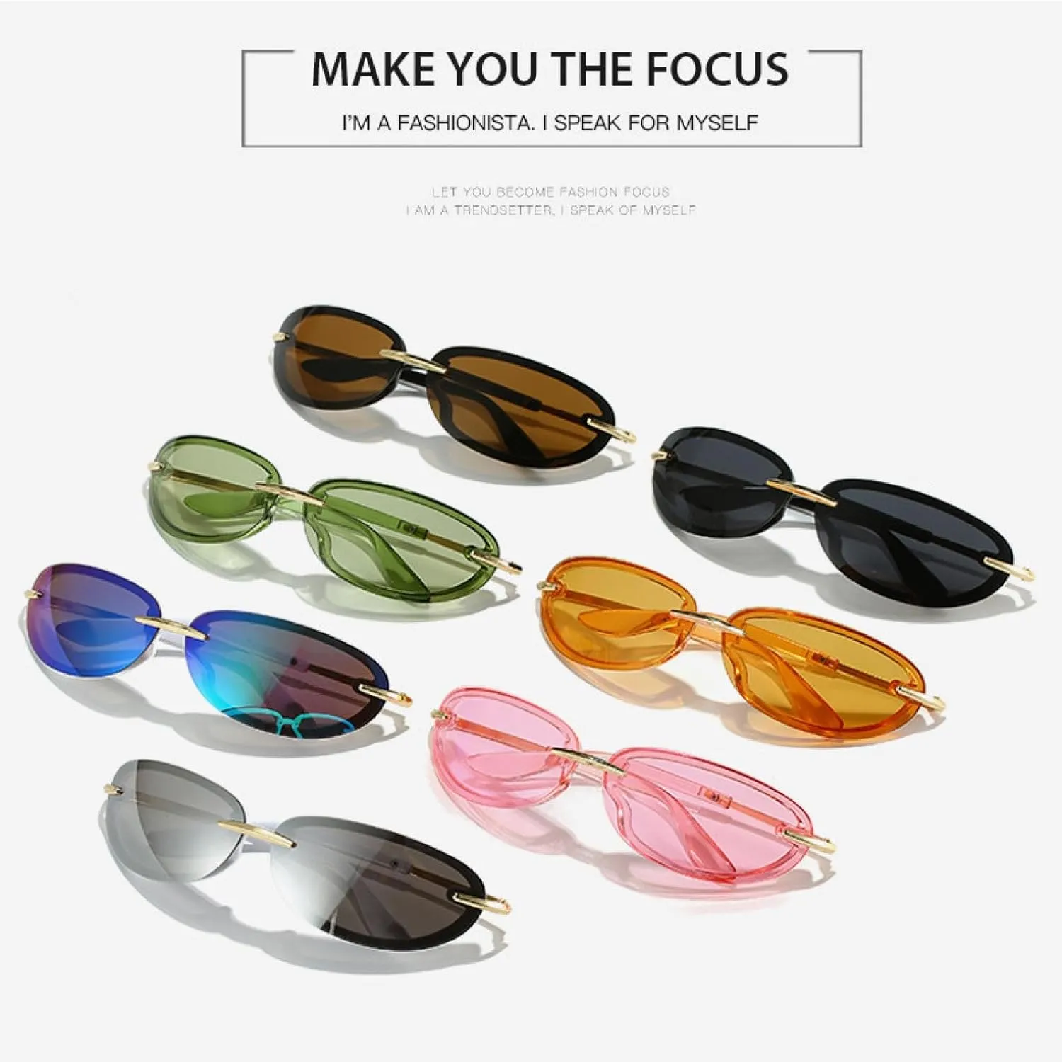 Luxury Oval Sunglasses Women for Men Pink Vintage Fashion Cutting Lens Punk