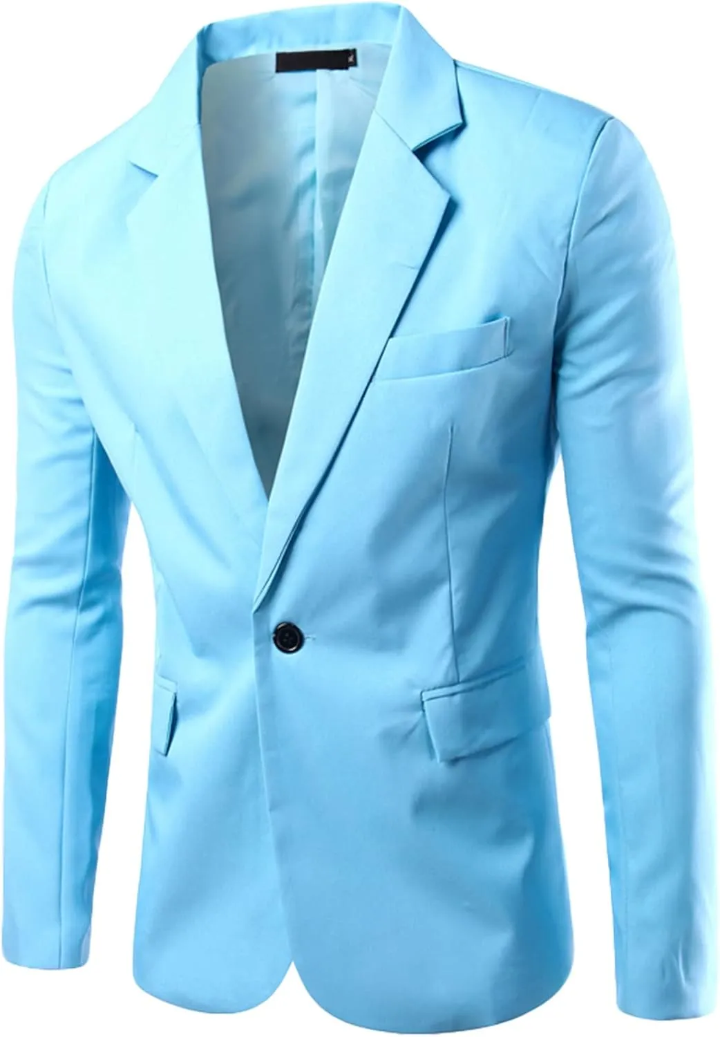 Men Casual Slim Fit Suit Blazer One Button Lightweight Sports Coat Solid Notched Lapel Daily Business Suit Jacket