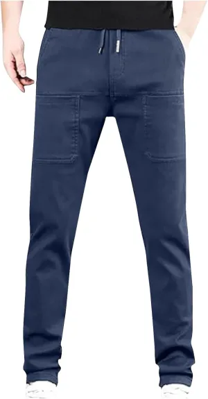 Mencomfy Cargo Pants, Elastic Waist MultiPants - High Stretch Multi-Pocket Durable Cargo Pants for Men with Pockets