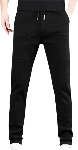 Mencomfy Cargo Pants, Elastic Waist MultiPants - High Stretch Multi-Pocket Durable Cargo Pants for Men with Pockets