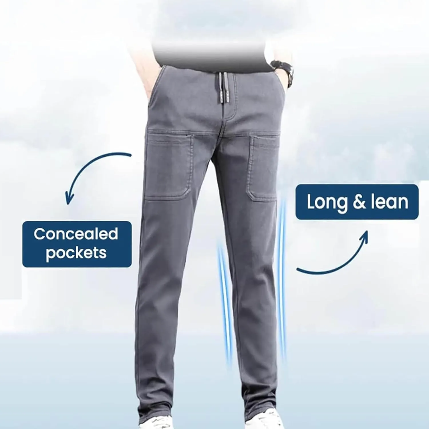 Mencomfy Cargo Pants, Elastic Waist MultiPants - High Stretch Multi-Pocket Durable Cargo Pants for Men with Pockets