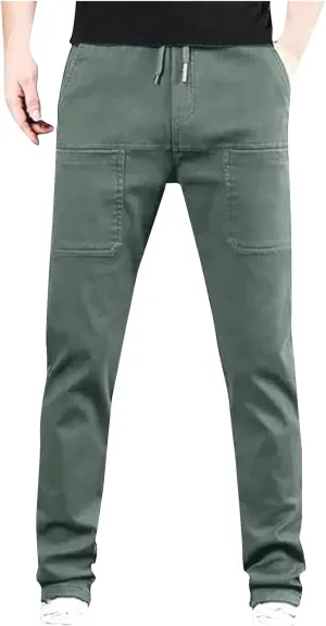 Mencomfy Cargo Pants, Elastic Waist MultiPants - High Stretch Multi-Pocket Durable Cargo Pants for Men with Pockets