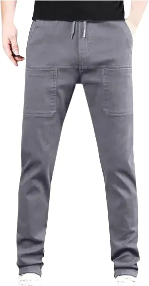 Mencomfy Cargo Pants, Elastic Waist MultiPants - High Stretch Multi-Pocket Durable Cargo Pants for Men with Pockets