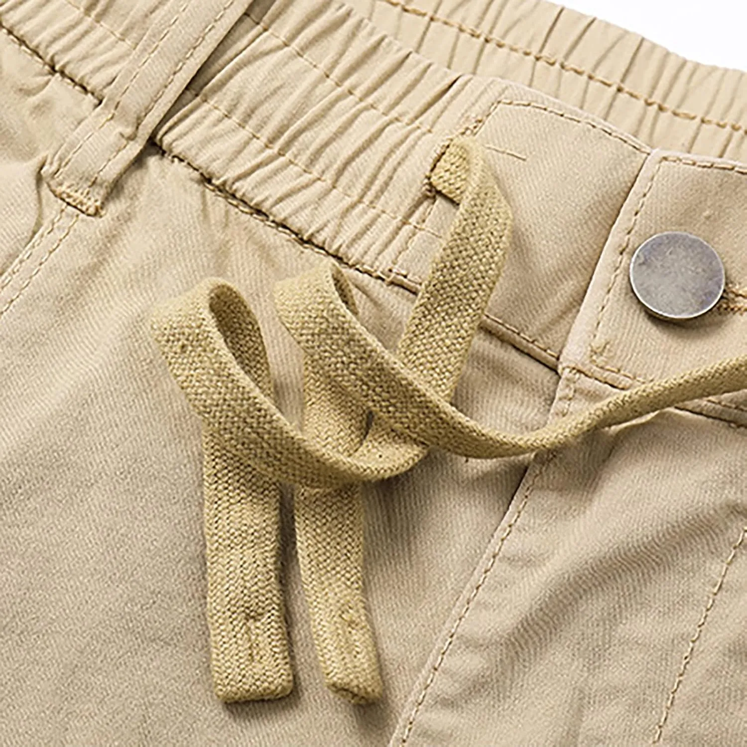 Mens 7 Inch Shorts Casual Drawstring Elastic Waist Cargo Shorts Multi Pockets Regular Big & Tall Utility Shorts