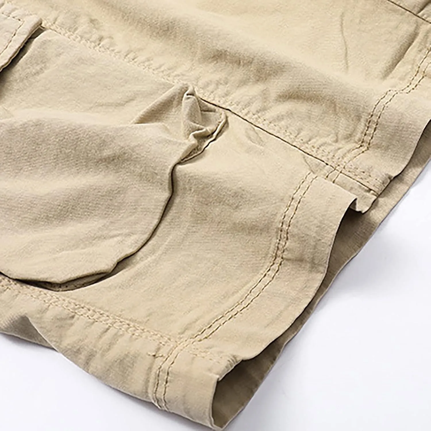 Mens 7 Inch Shorts Casual Drawstring Elastic Waist Cargo Shorts Multi Pockets Regular Big & Tall Utility Shorts