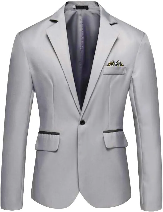 Mens Blazer Sports Coat Slim Fit One Button Solid Men's Casual Knit Suit Blazer Jackets for Business Wedding Party