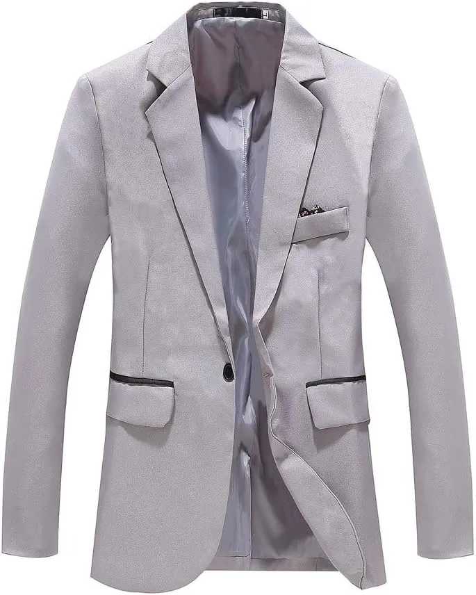 Mens Blazer Sports Coat Slim Fit One Button Solid Men's Casual Knit Suit Blazer Jackets for Business Wedding Party