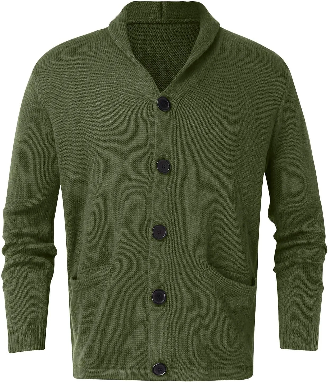 Mens Cable Knit Cardigan Sweater Christmas Elk Button Loose Fit Casual Sweaters Stand Collar Stretch Xmas Warm Outwear