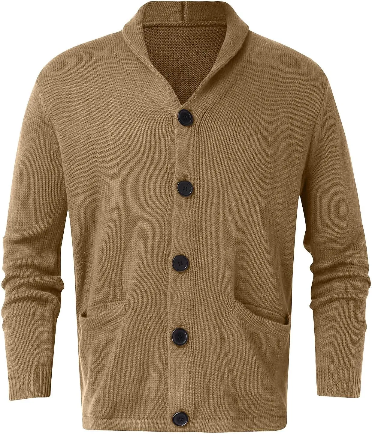 Mens Cable Knit Cardigan Sweater Christmas Elk Button Loose Fit Casual Sweaters Stand Collar Stretch Xmas Warm Outwear