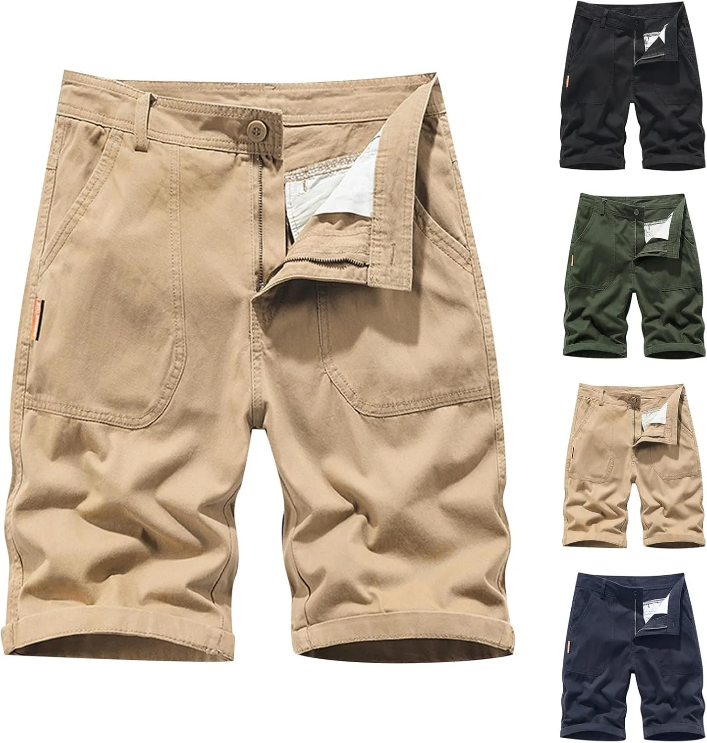 Mens Cargo Shorts Cotton Relaxed Fit Camouflage Camo Cargo Short Men's Shorts Cotton Work 3/4 Cargo Capris Twill Short